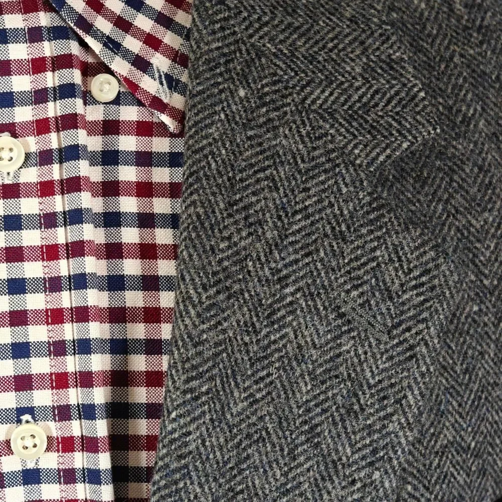 John Alexander‎ Hart Marx Men's Tweed Sport Coat Two Button Gray Herringbone 44L